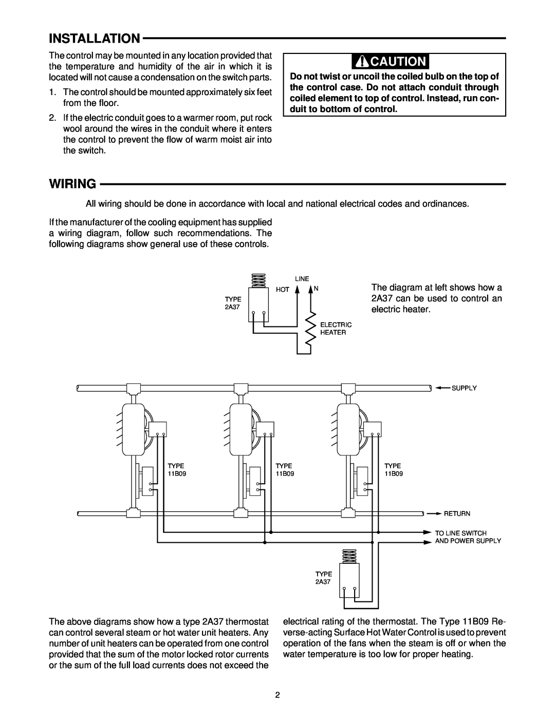 White Rodgers 2A37 installation instructions Installation, Wiring 