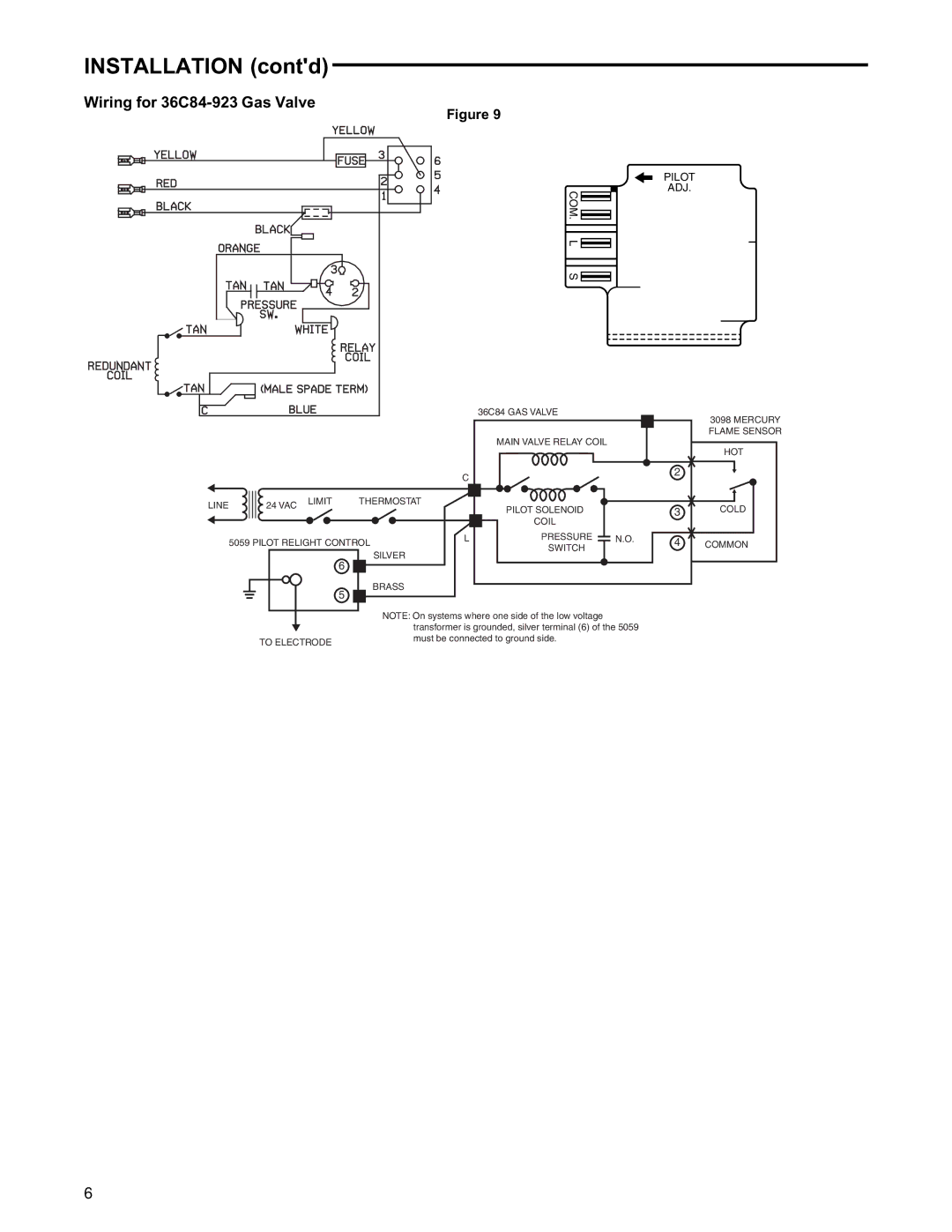 White Rodgers installation instructions Wiring for 36C84-923 Gas Valve 