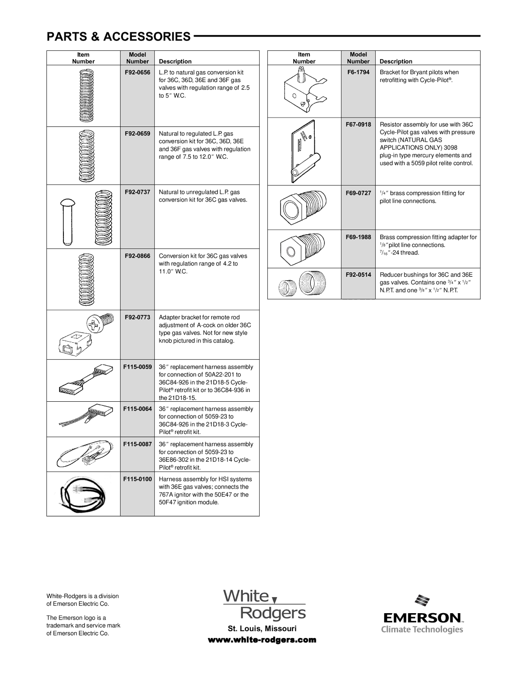 White Rodgers 36C installation instructions Parts & Accessories, St. Louis, Missouri 