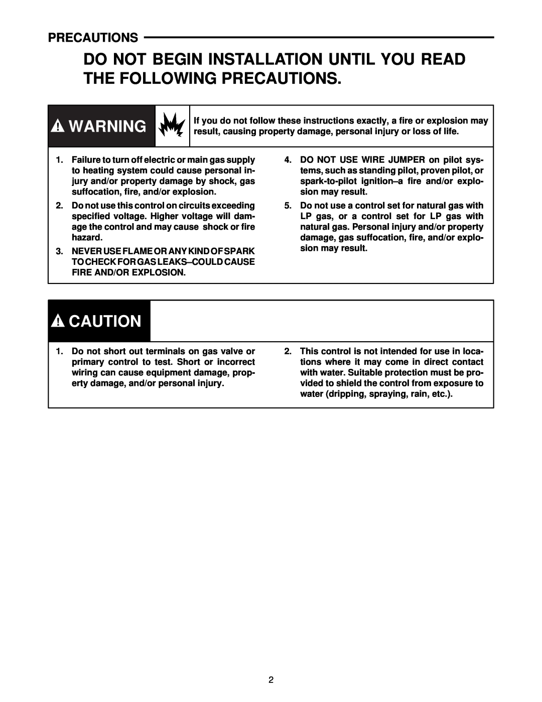 White Rodgers 36C01 installation instructions Do Not Begin Installation Until You Read The Following Precautions 
