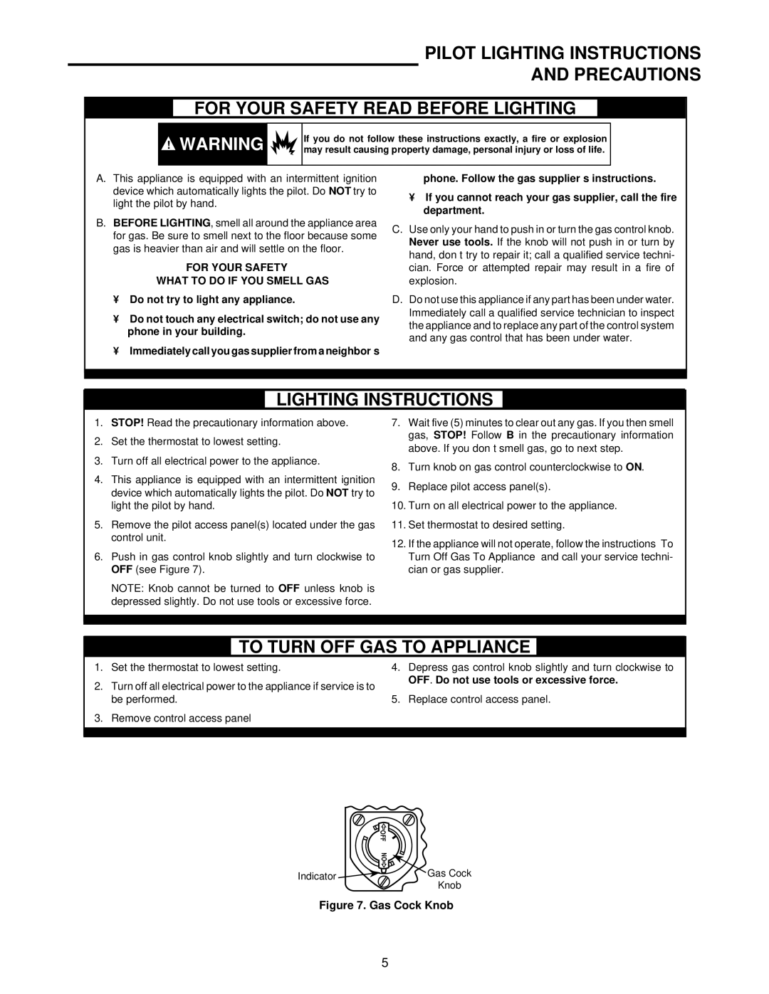 White Rodgers 36C74 installation instructions Pilot Lighting Instructions Precautions, For Your Safety Read Before Lighting 