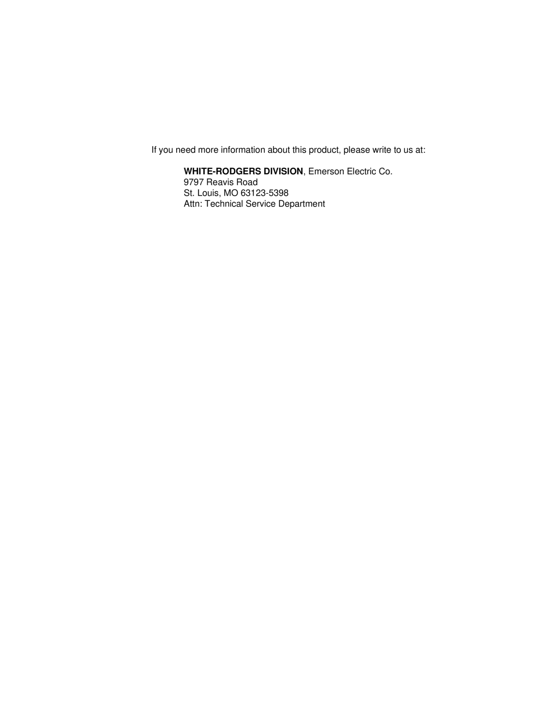 White Rodgers 36C74 installation instructions WHITE-RODGERS DIVISION, Emerson Electric Co 