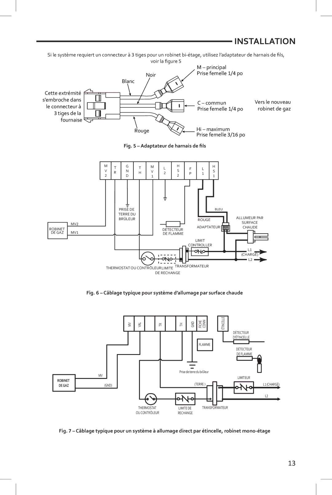 White Rodgers 36J24, 36J22, 36J54, 36J55 installation instructions Adaptateur de harnais de fils 