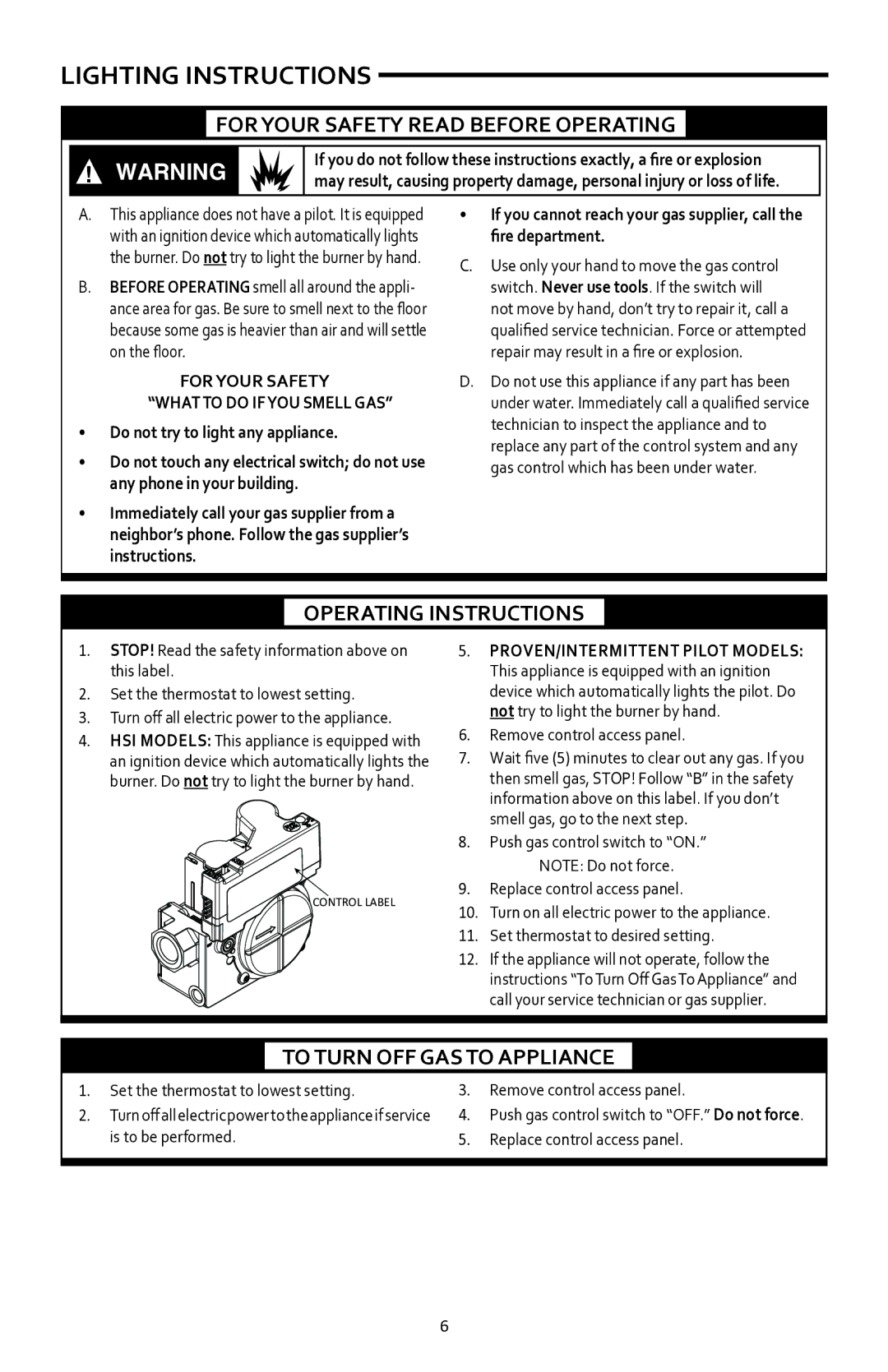 White Rodgers 36J27-554 installation instructions Lighting Instructions, Foryour Safety What to do Ifyou Smell GAS 