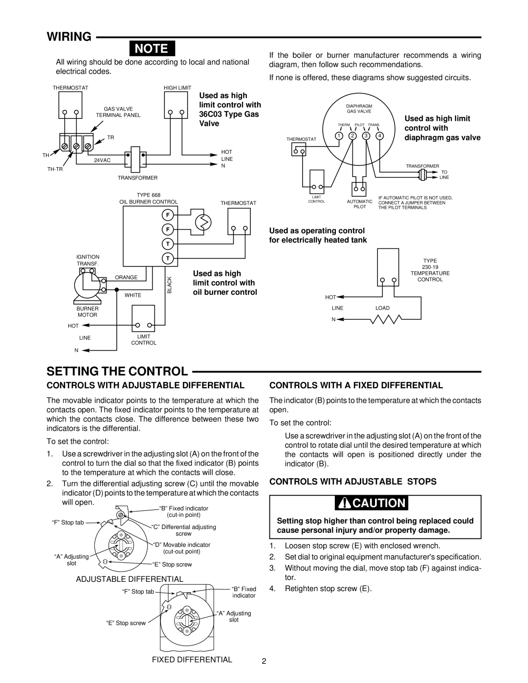 White Rodgers 37-0882C installation instructions Wiring, Setting the Control 