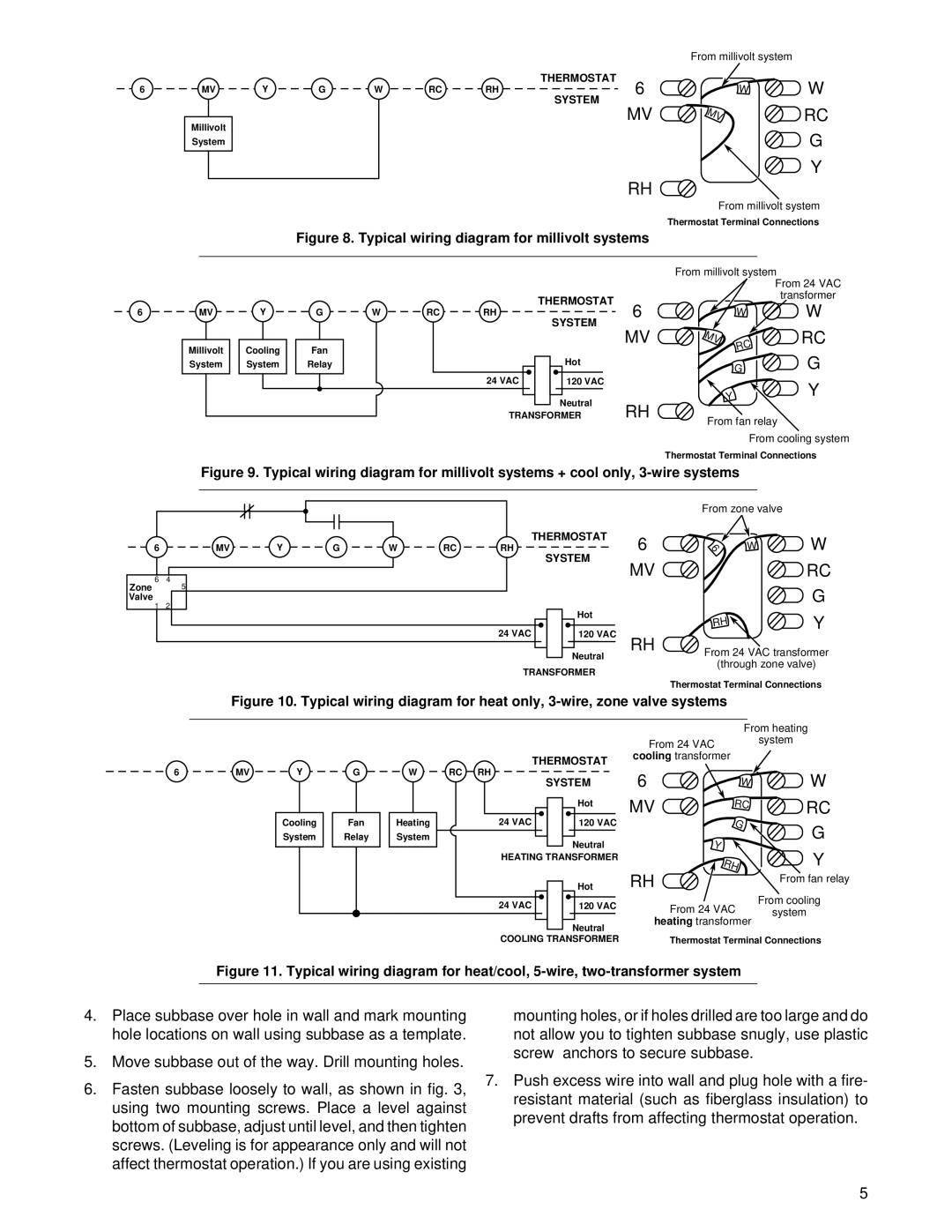 White Rodgers 37-5086A, 37-5086B installation instructions Typical wiring diagram for millivolt systems 