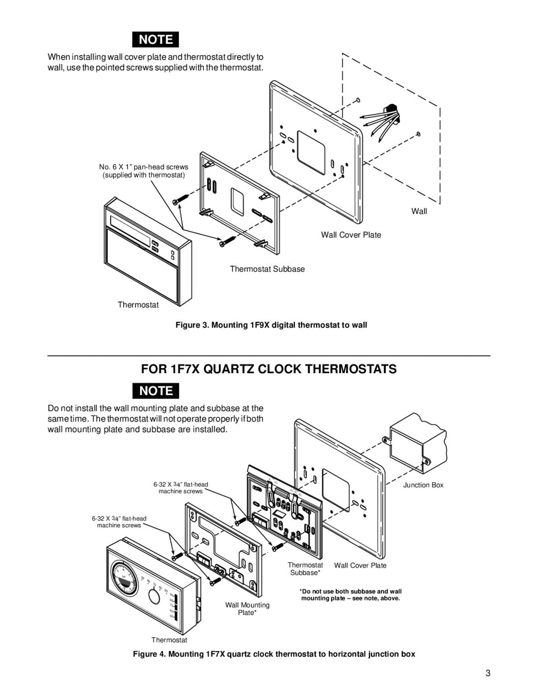 White Rodgers 37-5148B For 1F7X Quartz Clock Thermostats, No X 1 pan-head screws supplied with thermostat 