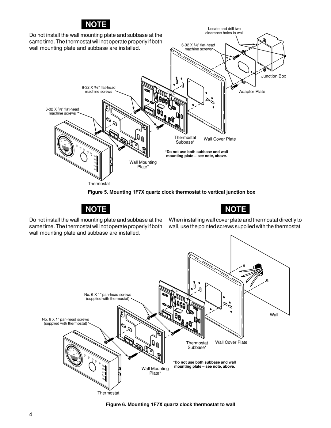 White Rodgers 37-5148B installation instructions Wall Mounting Plate, Wall Thermostat Wall Cover Plate 