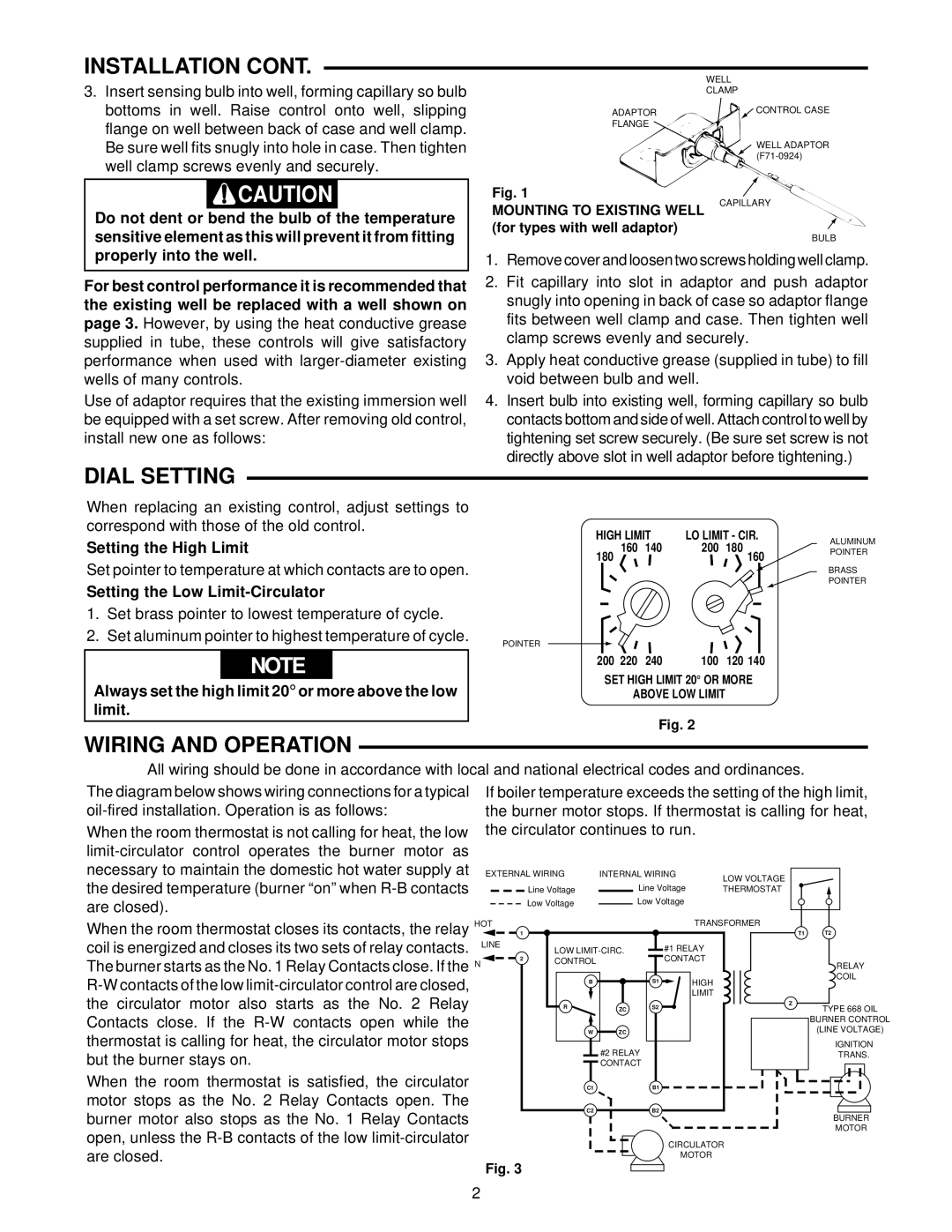 White Rodgers 37-5488A, 8B43A-601 specifications Dial Setting, Wiring and Operation 