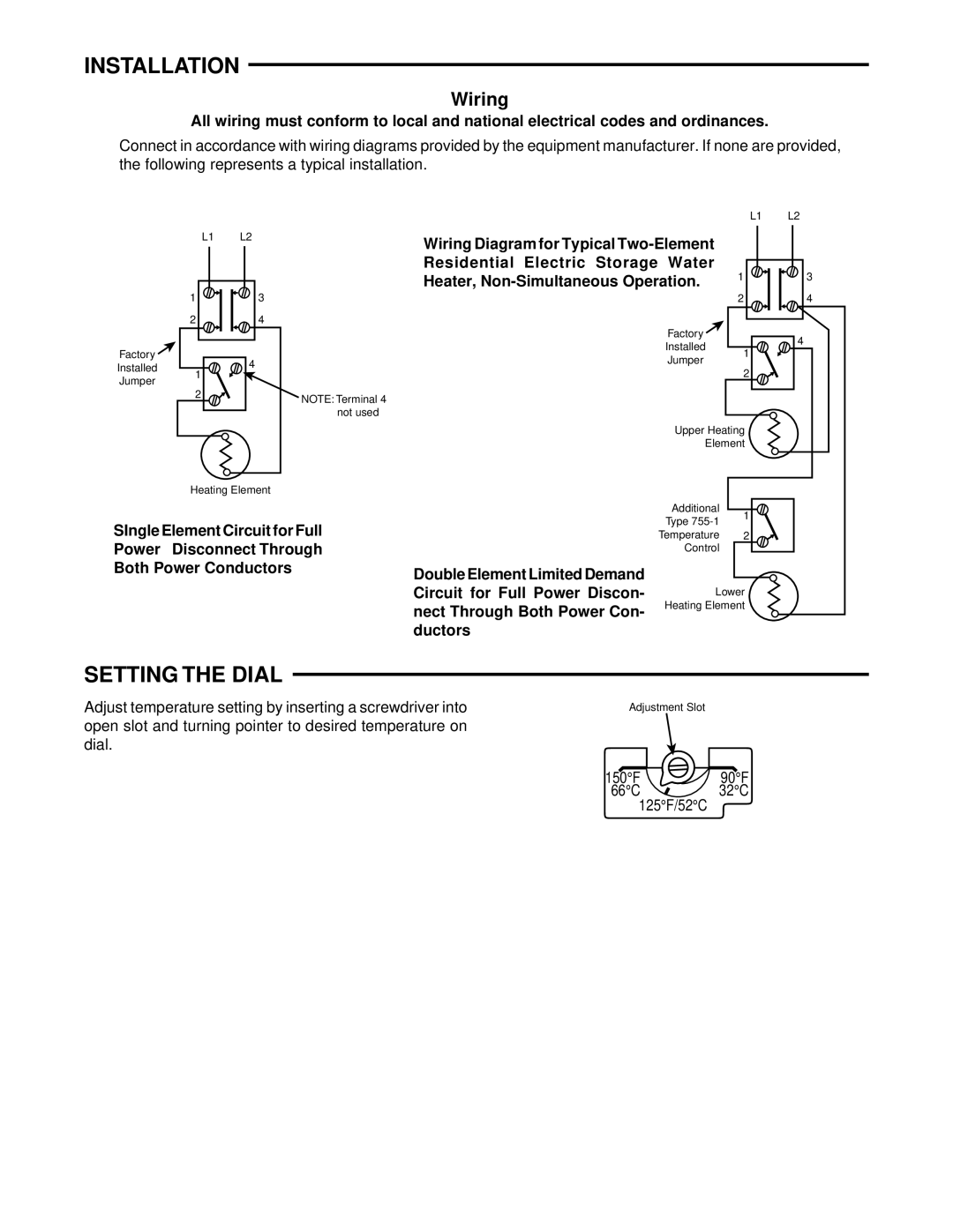 White Rodgers 37-5785A specifications Installation, Setting the Dial, Wiring 