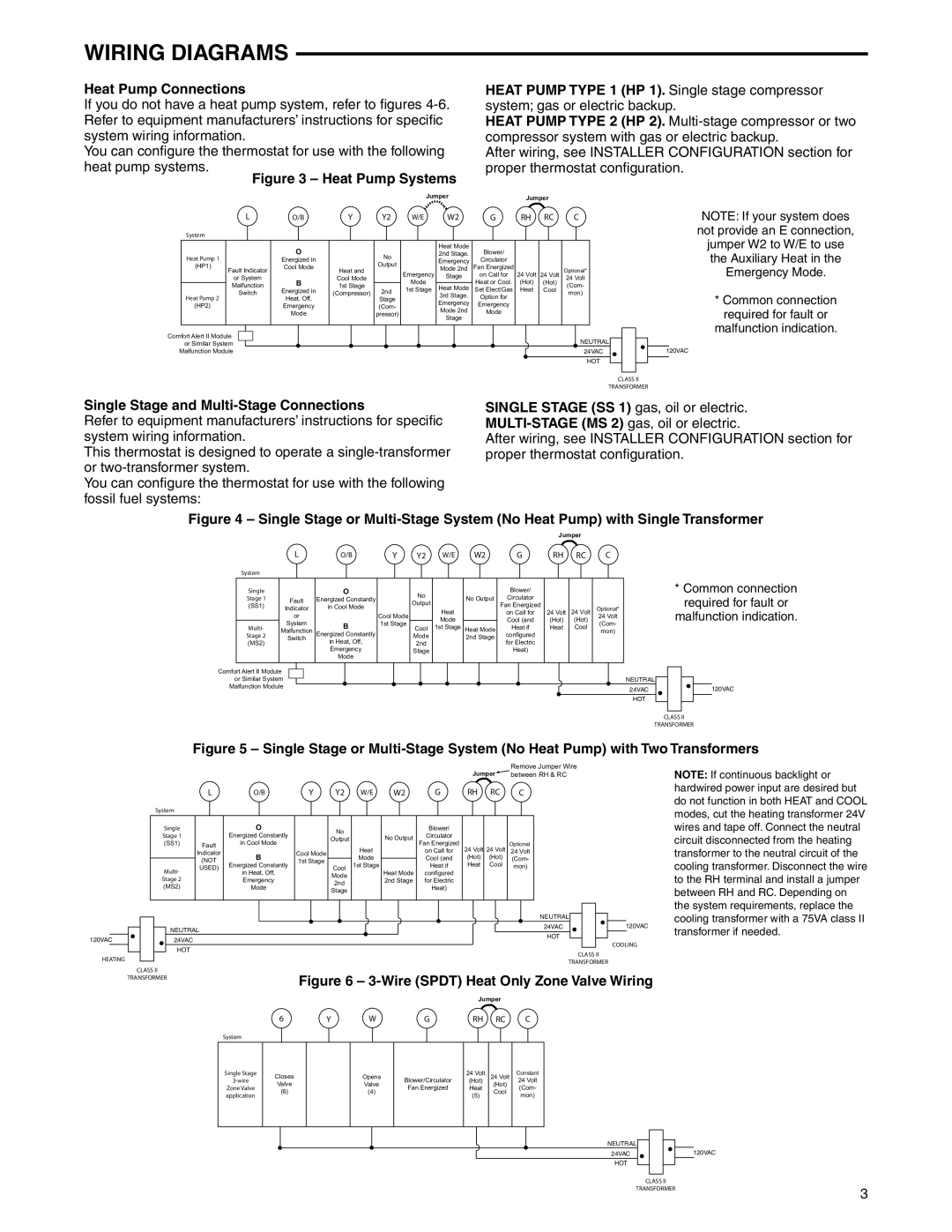 White Rodgers 37-7237A specifications Single Stage and Multi-Stage Connections, Wire Spdt Heat Only Zone Valve Wiring 