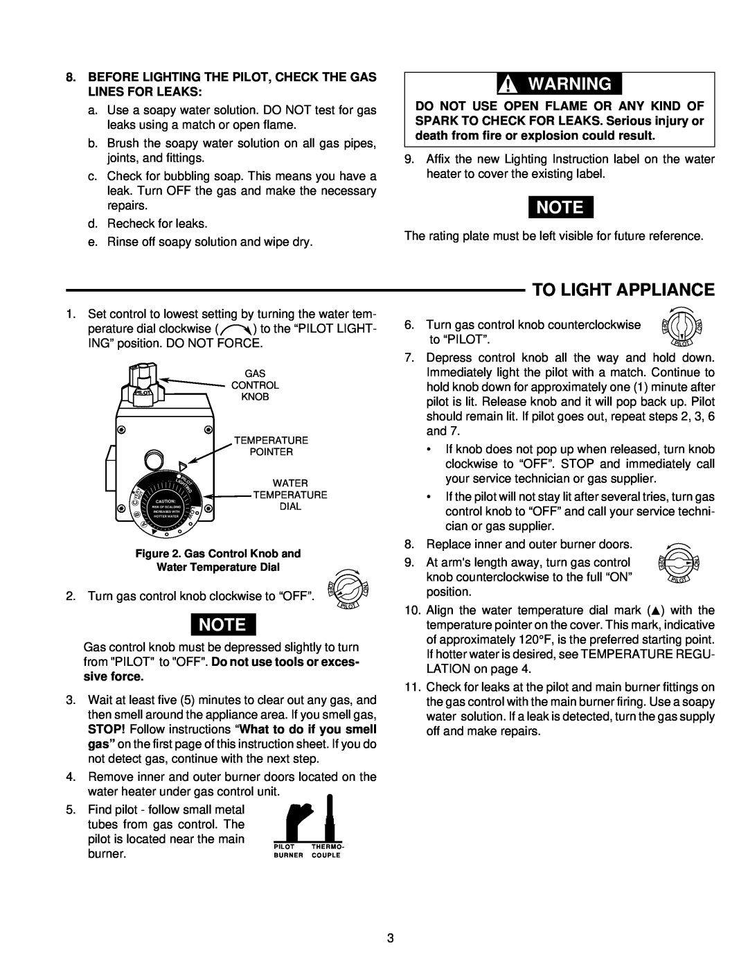 White Rodgers 37C73U installation instructions To Light Appliance, burner 