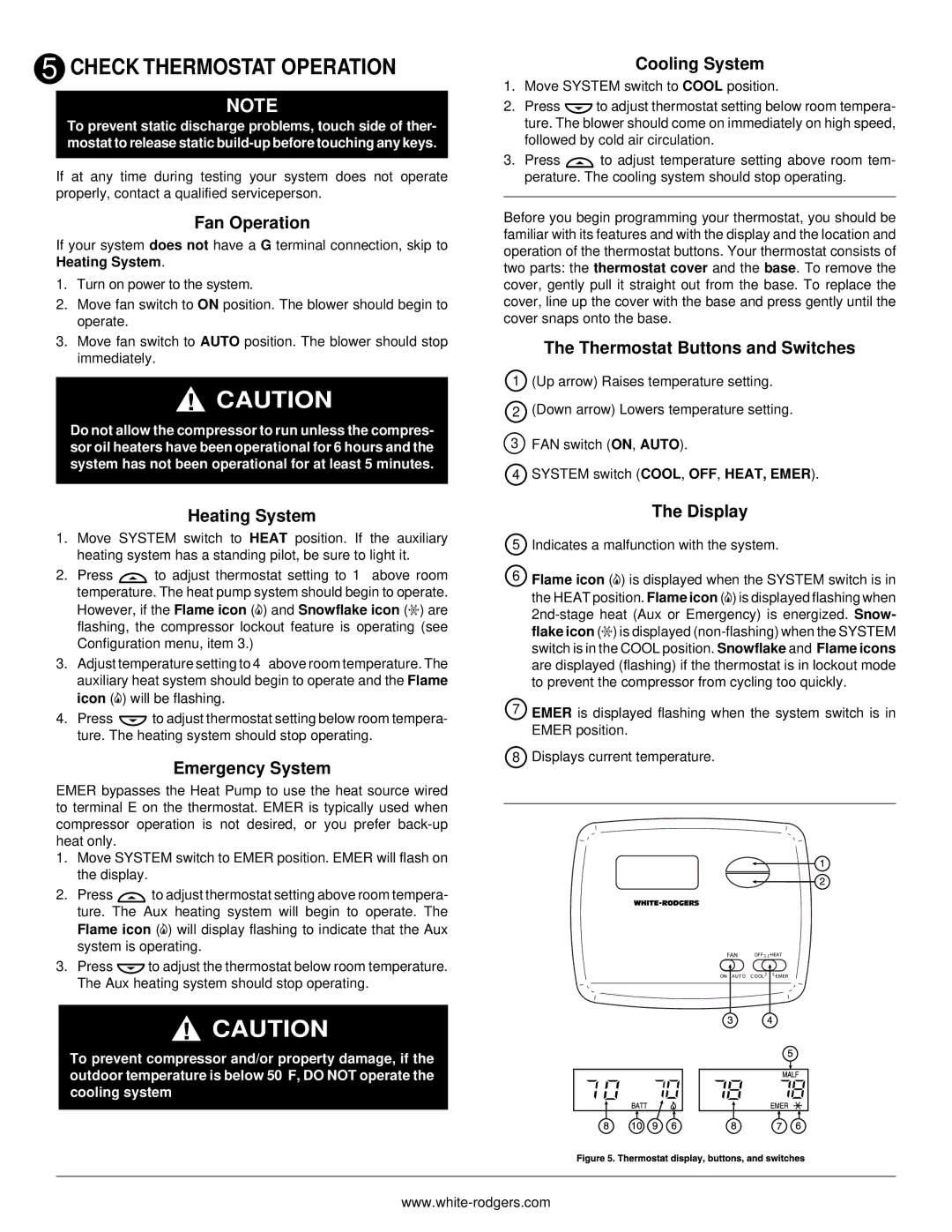 White Rodgers 500 installation instructions Check Thermostat Operation 