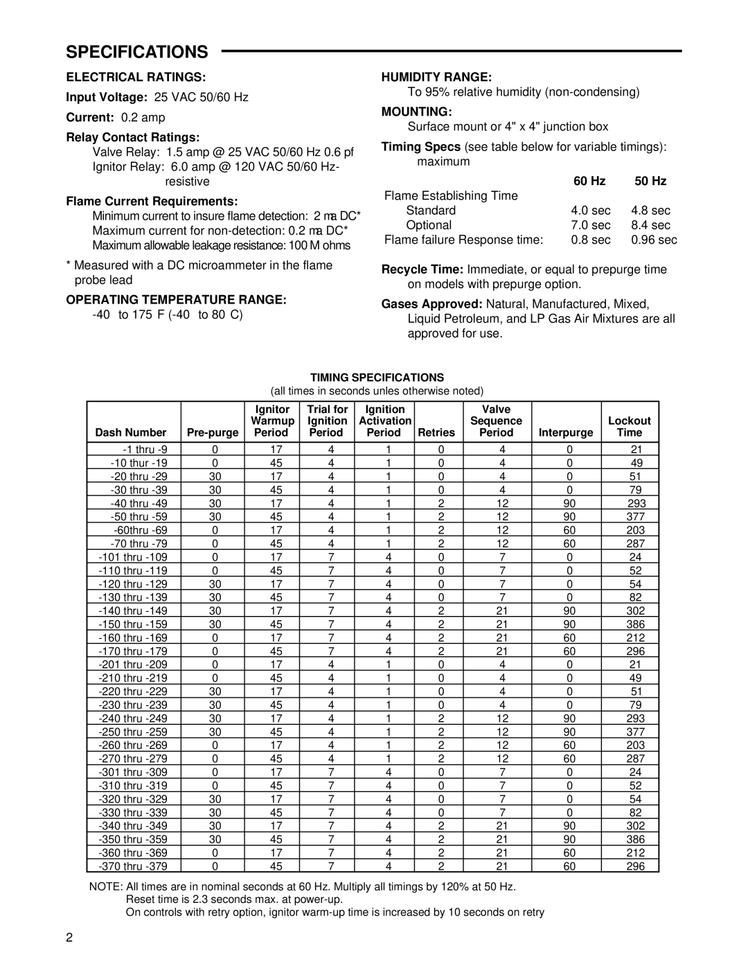 White Rodgers 5.00E+48 installation instructions Specifications, Electrical Ratings 