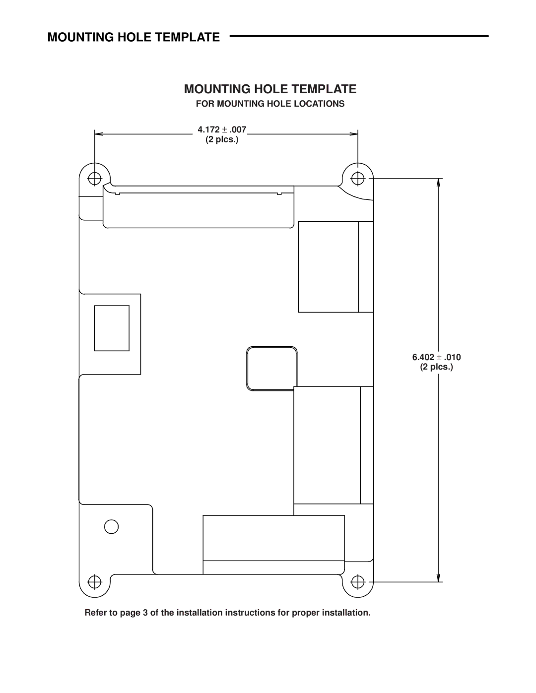 White Rodgers 50A55-285 installation instructions Mounting Hole Template, For Mounting Hole Locations 