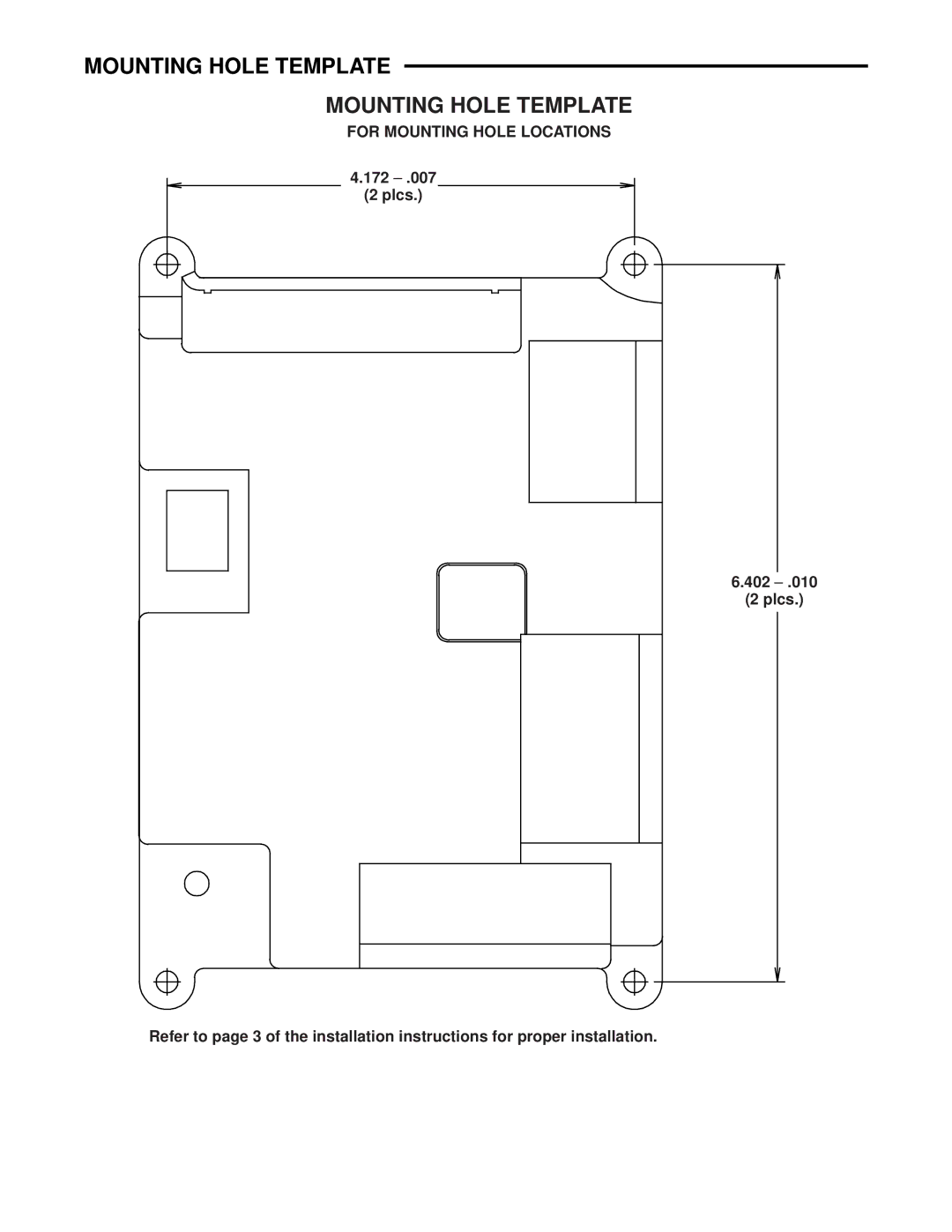 White Rodgers 50A55-438 installation instructions Mounting Hole Template, For Mounting Hole Locations 