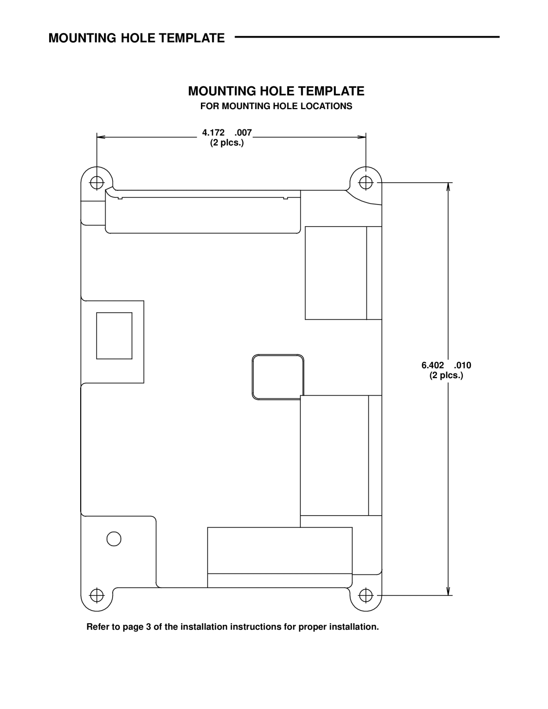 White Rodgers 50A55-843 installation instructions Mounting Hole Template, For Mounting Hole Locations 