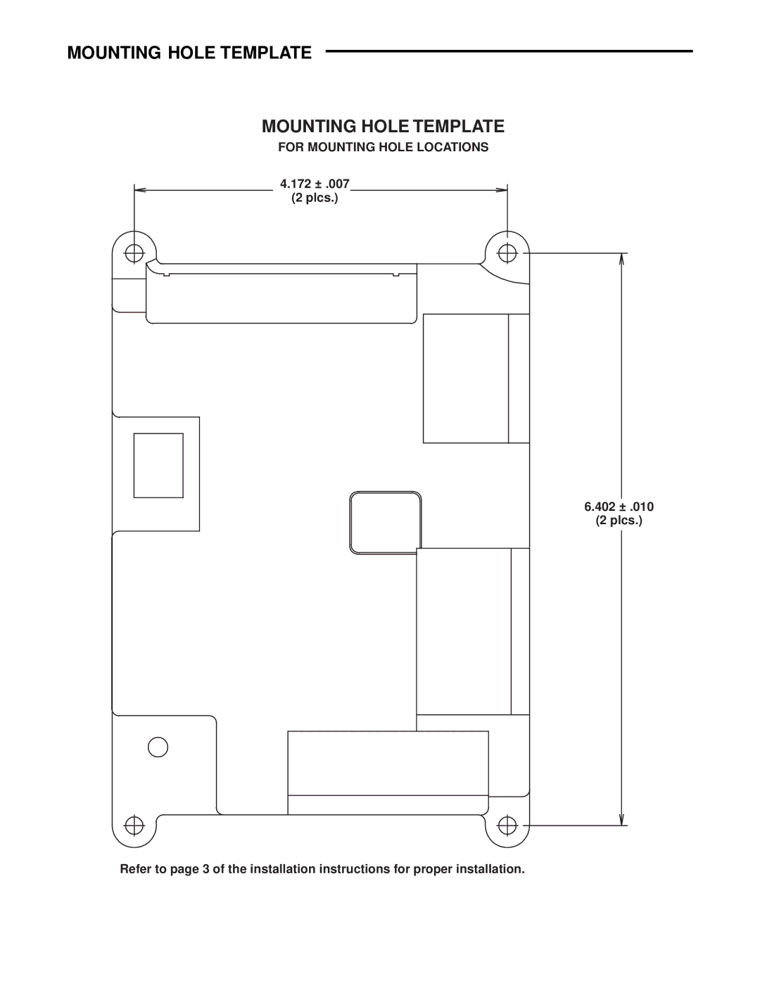 White Rodgers 50A65-843 installation instructions Mounting Hole Template, For Mounting Hole Locations 