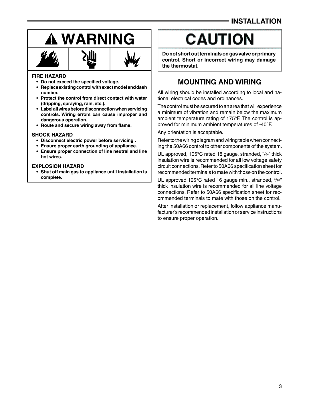 White Rodgers 50A66-743 installation instructions Installation, Mounting and Wiring, Any orientation is acceptable 