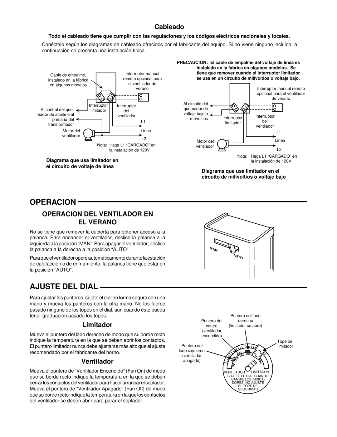 White Rodgers 5D51-90, 5D51-78, 5D51-35 installation instructions Ajuste DEL Dial, Operacion DEL Ventilador EN EL Verano 