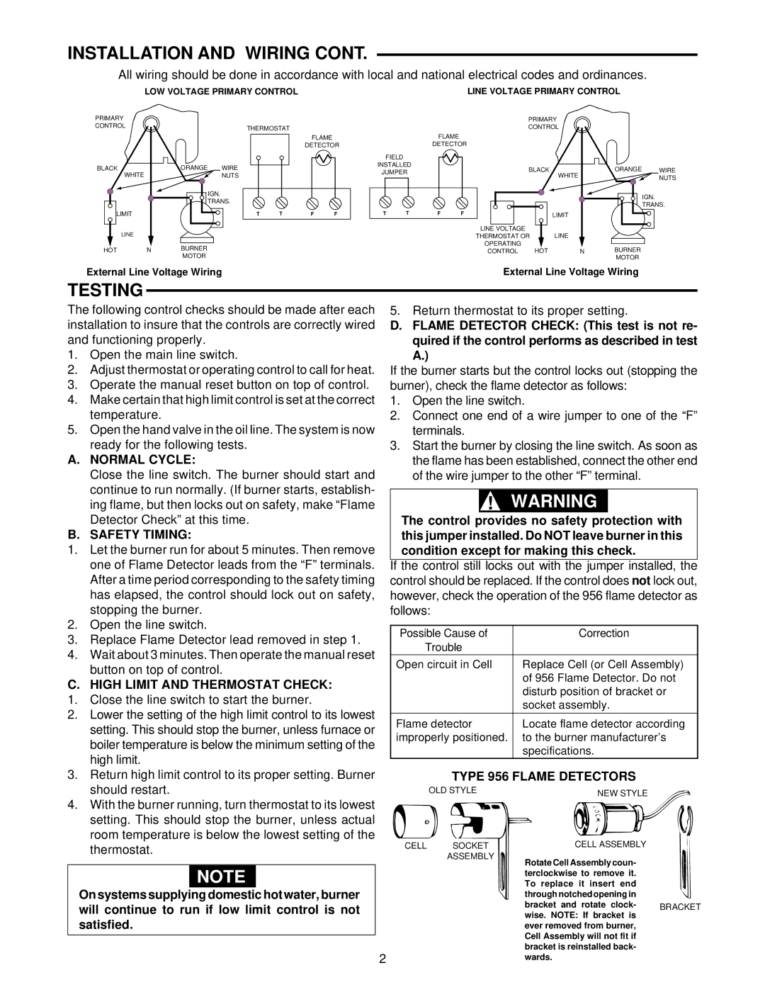 White Rodgers 668 Testing, Normal Cycle, Safety Timing, High Limit and Thermostat Check, Type 956 Flame Detectors 