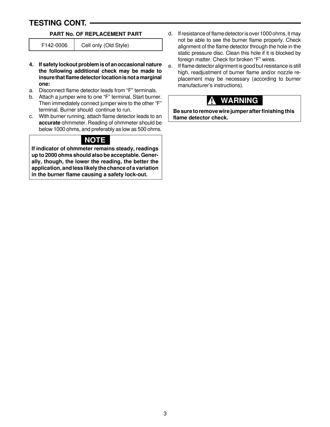 White Rodgers 668 installation instructions Part No. of Replacement Part 