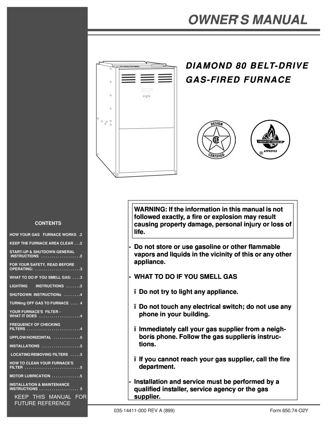 White Rodgers owner manual DIAMOND 80 BELT-DRIVE GAS-FIREDFURNACE 