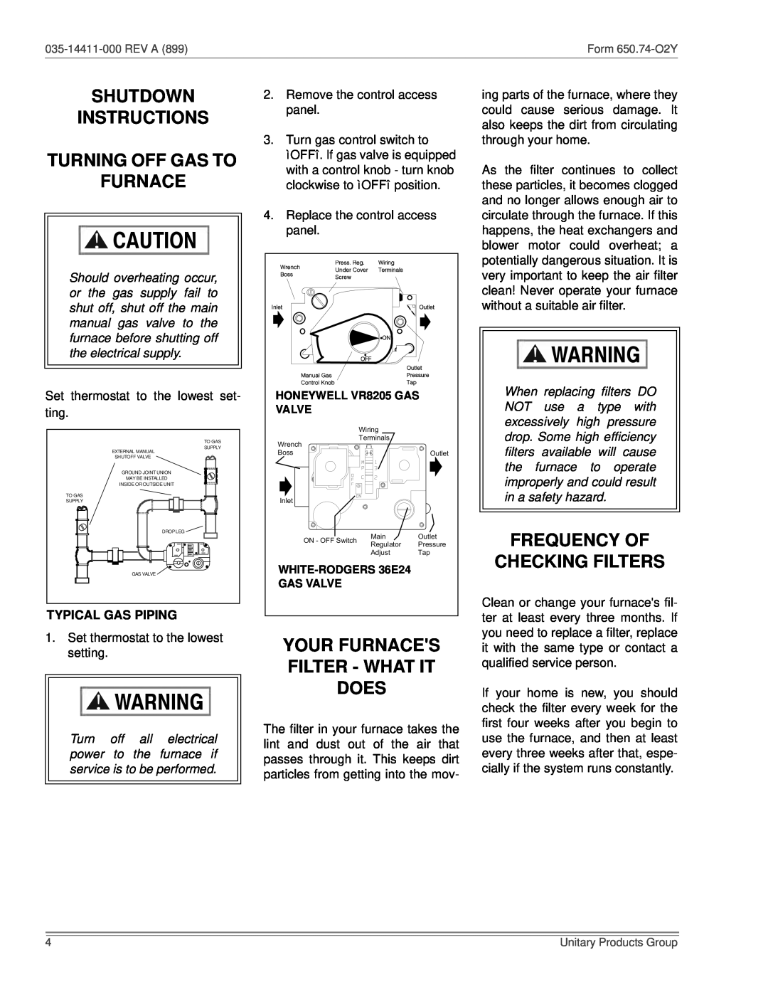 White Rodgers 80 Shutdown Instructions Turning Off Gas To Furnace, Frequency Of Checking Filters, Typical Gas Piping 