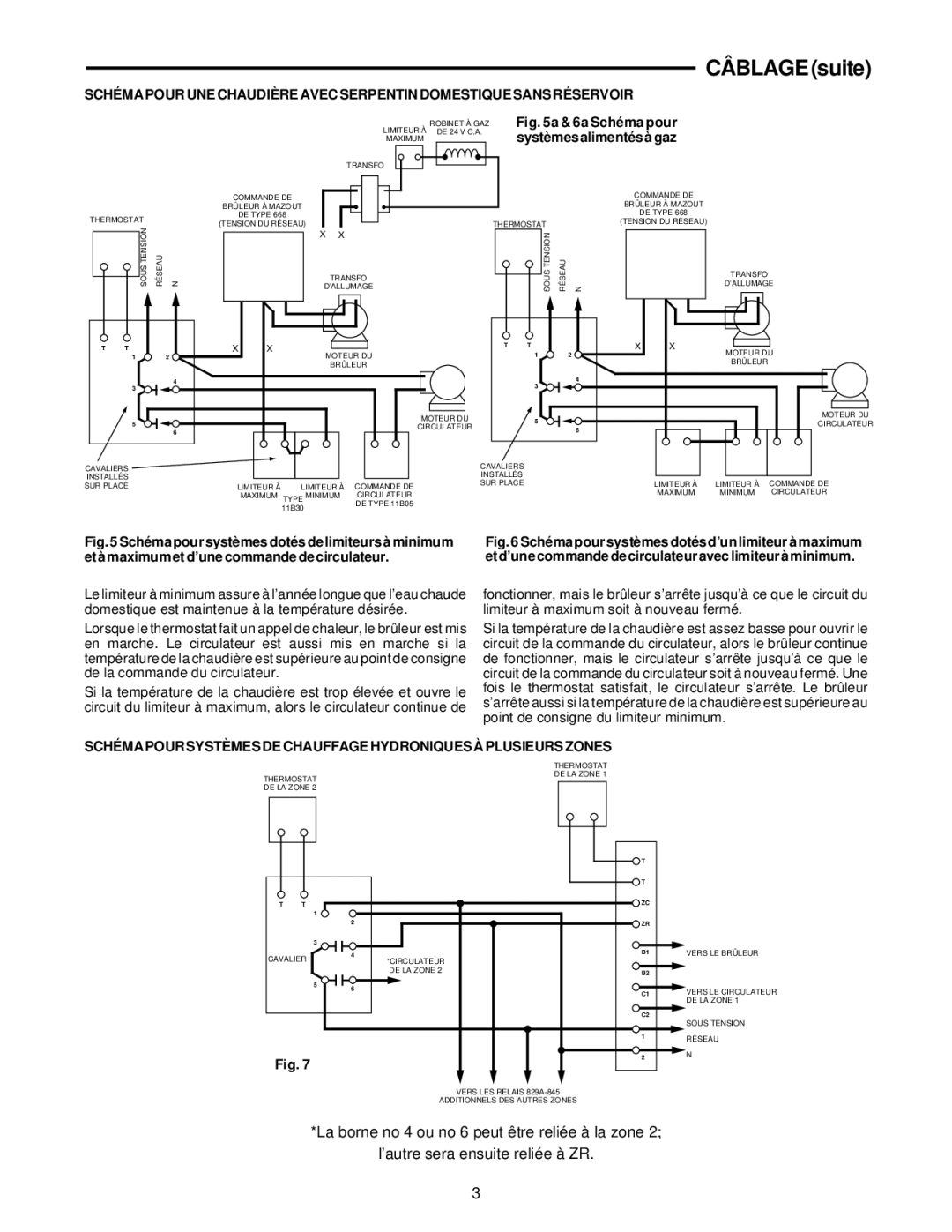 White Rodgers 829A-845 specifications CÂBLAGEsuite, Cavalier 