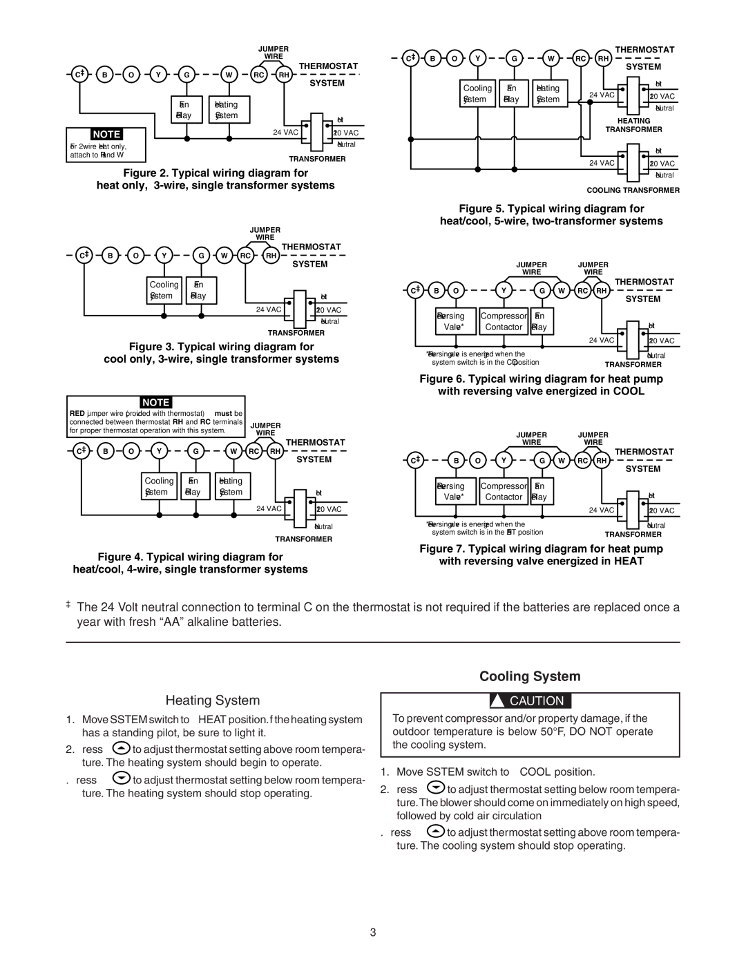 White Rodgers 875 specifications Heating System, Move System switch to Cool position 