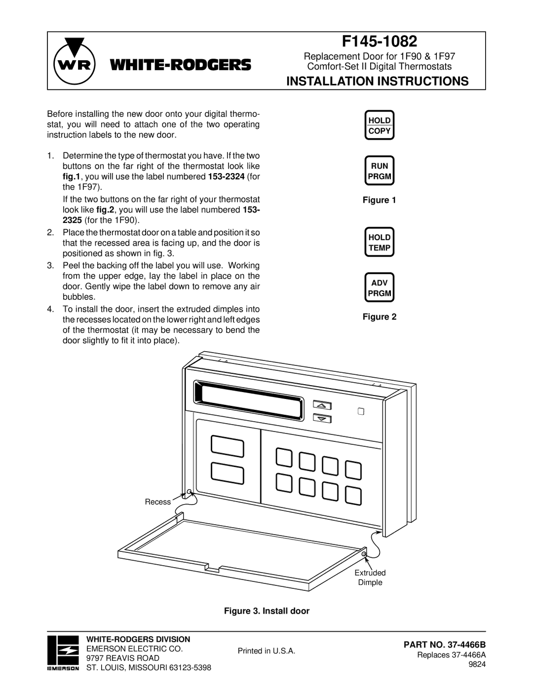 White Rodgers F145-1082 installation instructions White-Rodgers, Installation Instructions 