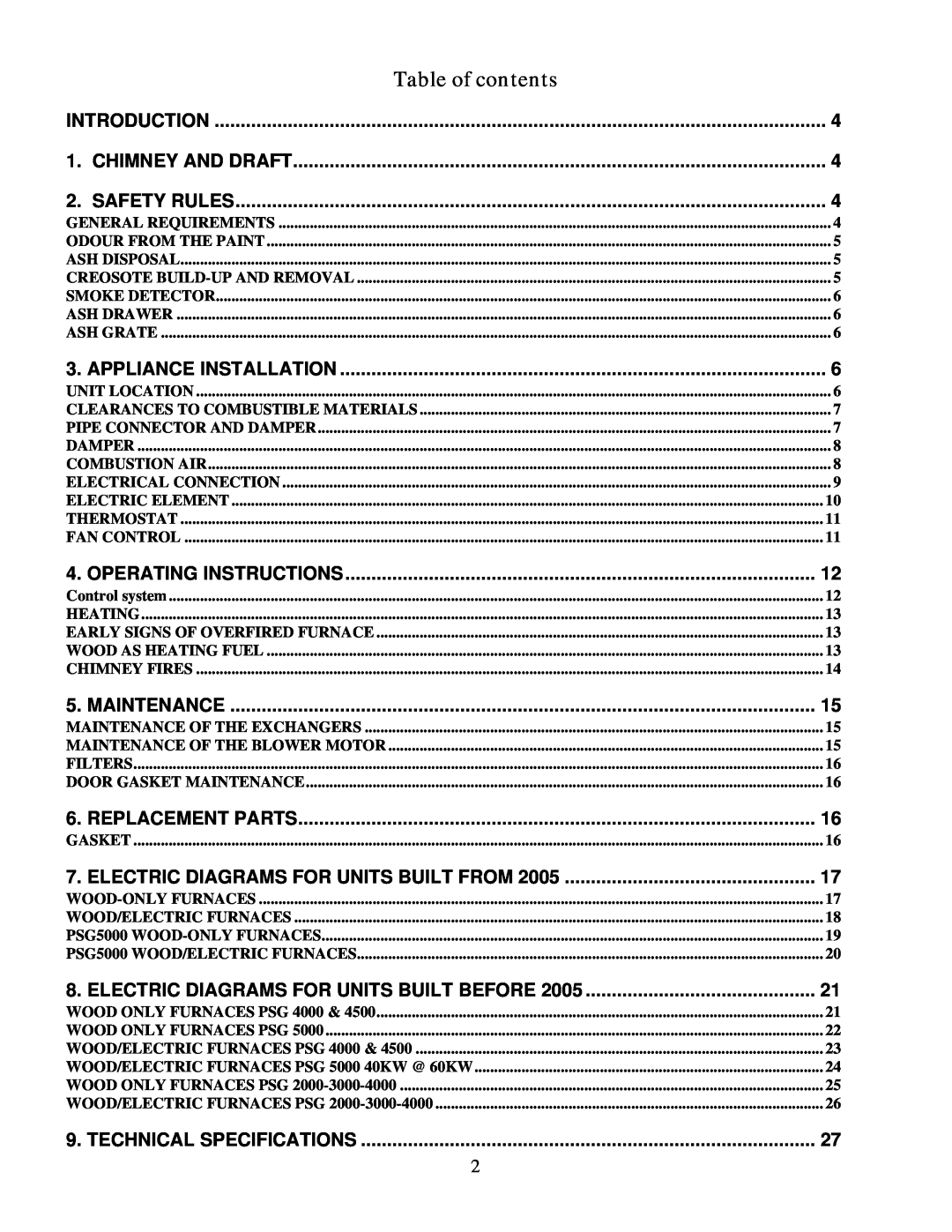 White Rodgers G1N 4R9 manual Table of contents 