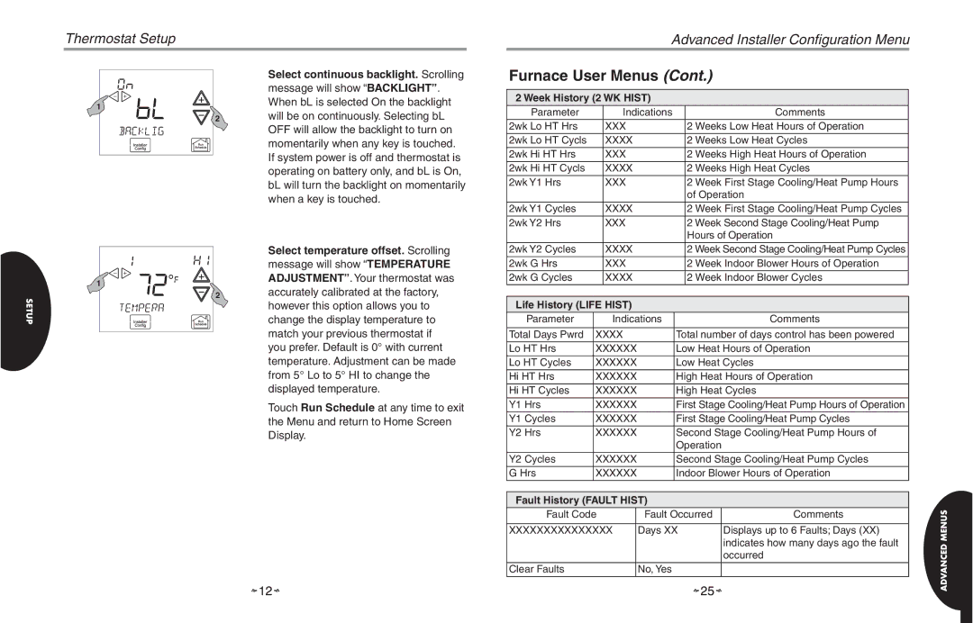 White Rodgers HC-TST501CMMS manual Select temperature offset. Scrolling, Select continuous backlight. Scrolling 