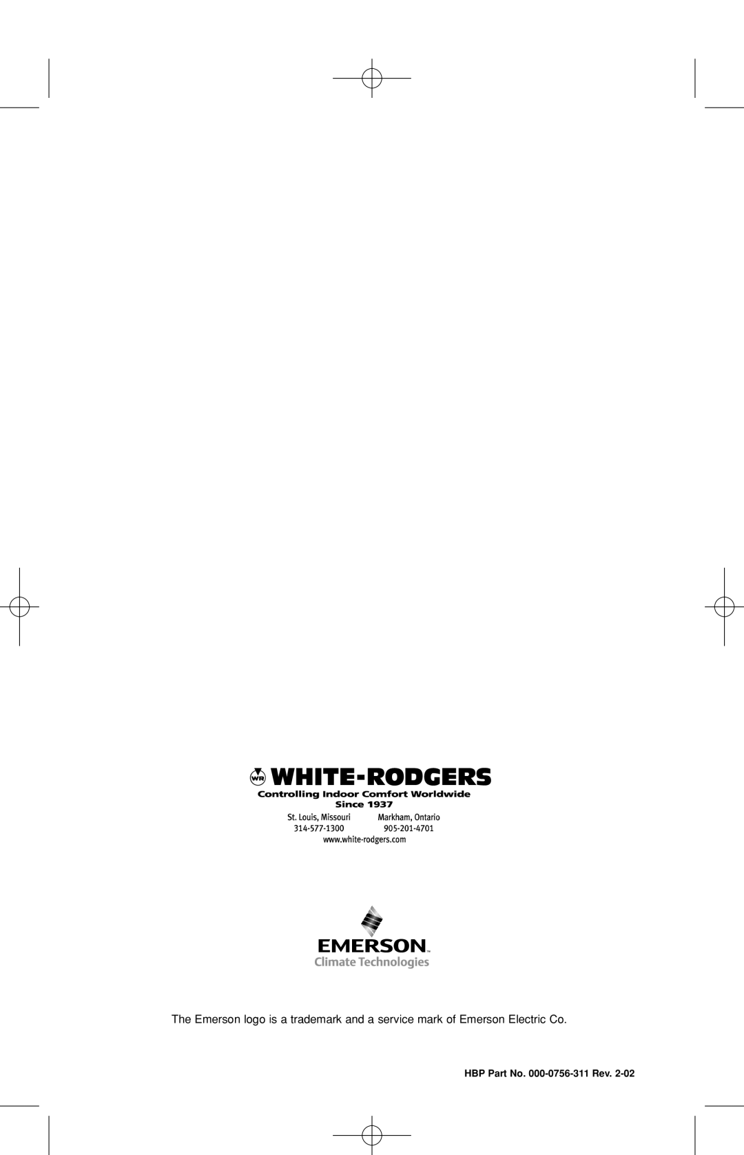 White Rodgers HDT2600 owner manual HBP Part No. 000-0756-311Rev 