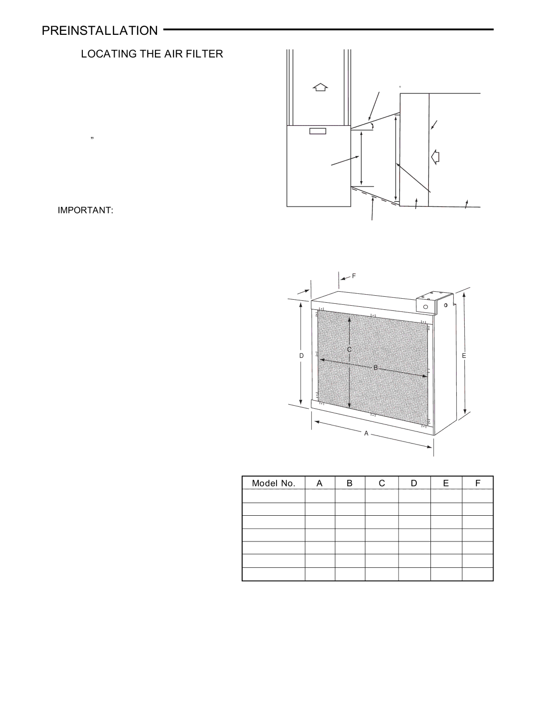 White Rodgers pmnACM/ACB owner manual Preinstallation, Locating the AIR Filter, Model No 