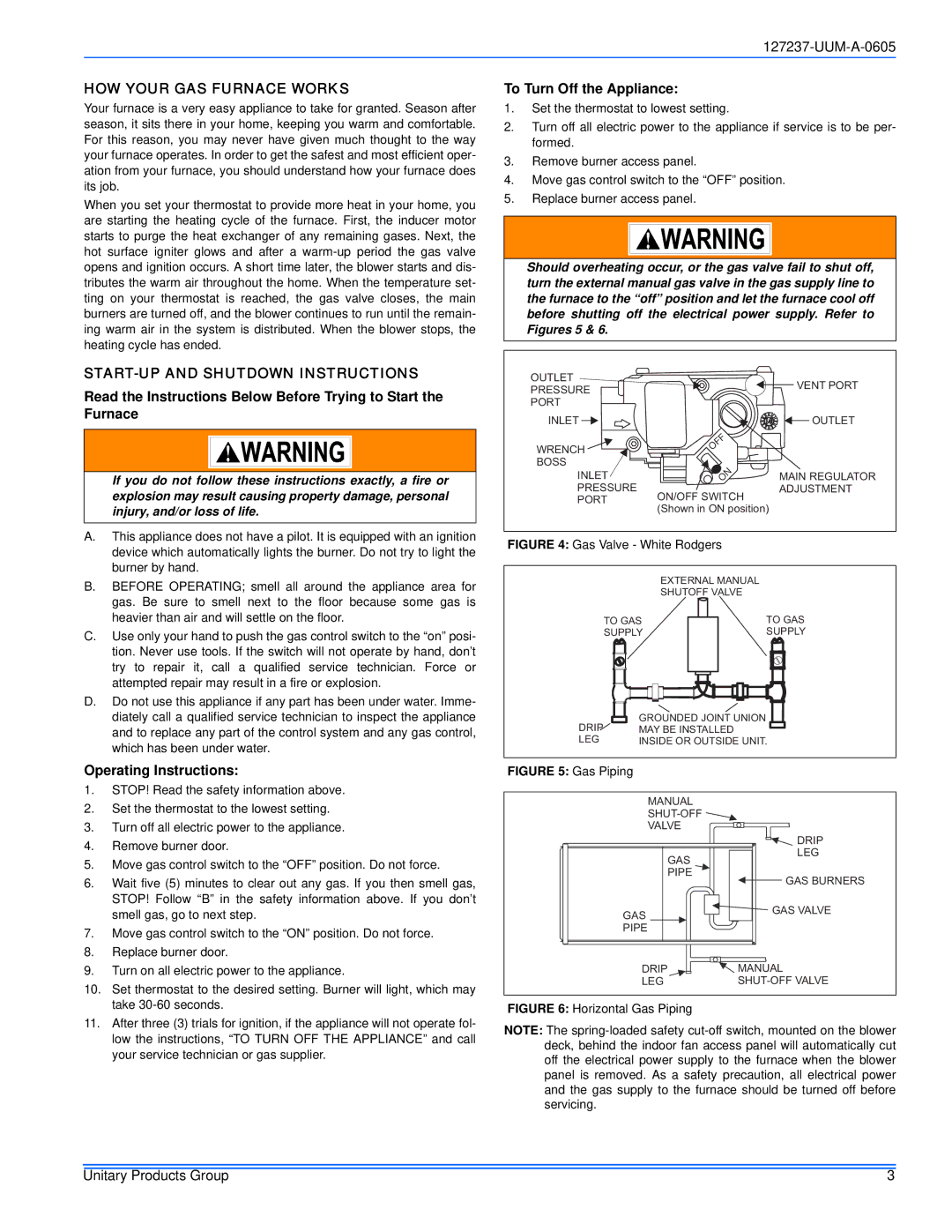 White Rodgers PS9, FL9S, FC9S HOW Your GAS Furnace Works, To Turn Off the Appliance, START-UP and Shutdown Instructions 