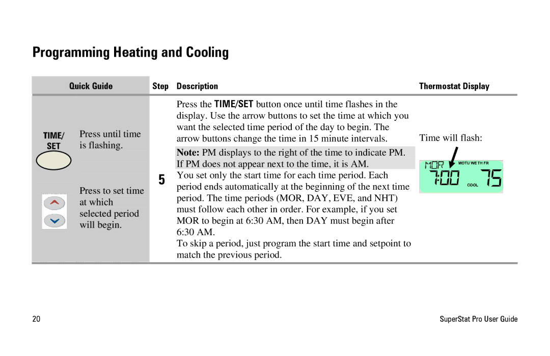 White Rodgers SuperStat Pro Programmable Thermostat manual Programming Heating and Cooling 