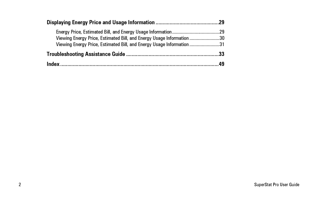 White Rodgers SuperStat Pro Programmable Thermostat manual Troubleshooting Assistance Guide Index 