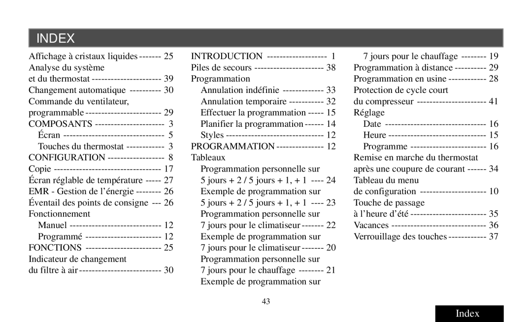 White Rodgers Thermostat manual Changement automatique, Du compresseur, Programmation, EMR Gestion de l’énergie 