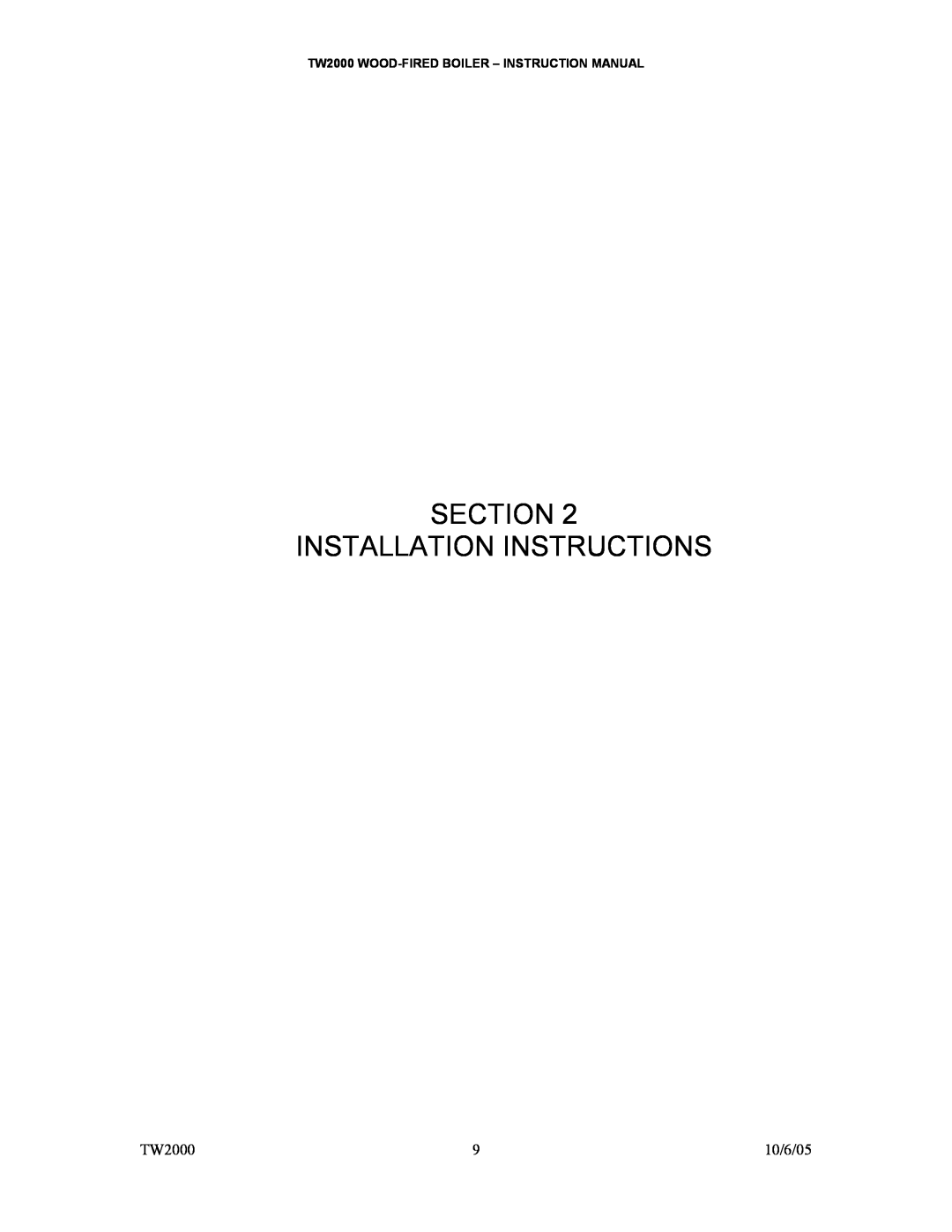 White Rodgers TW2000 owner manual Section Installation Instructions, 10/6/05 