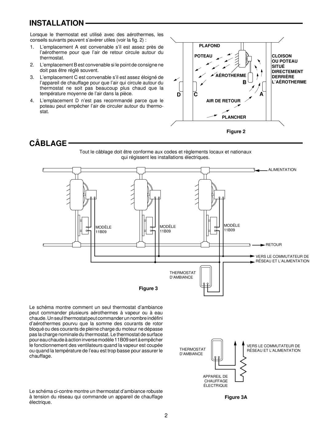 White Rodgers TYPE 152 installation instructions Câblage 