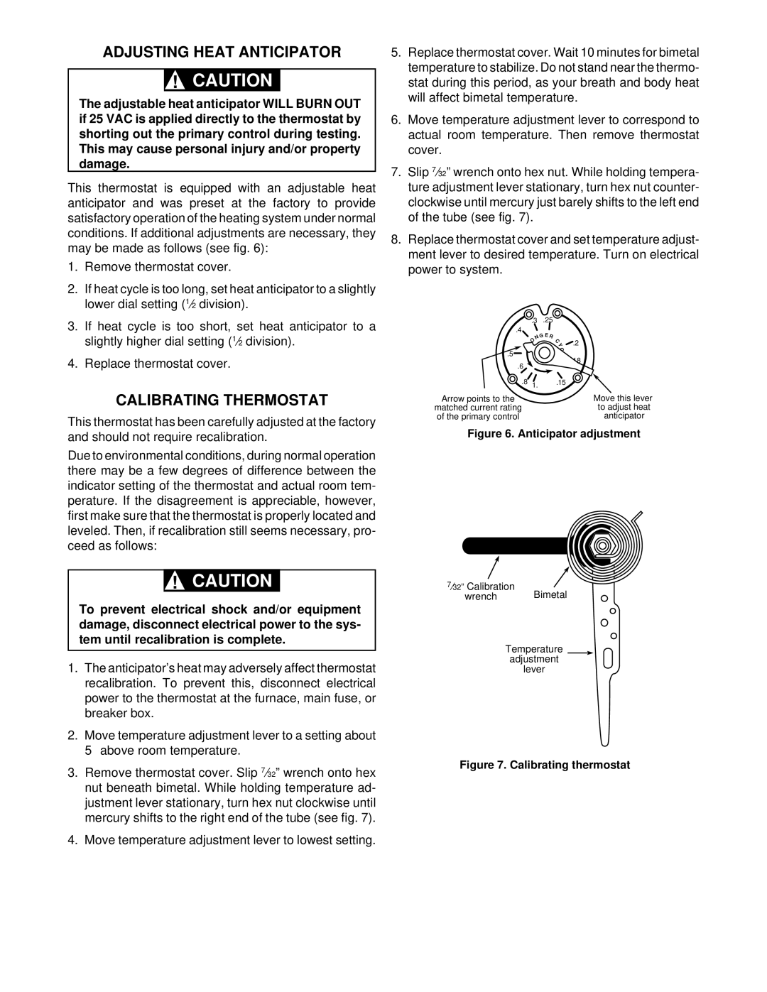 White Rodgers Type 1E56, 1.00E+56 installation instructions Adjusting Heat Anticipator, Calibrating Thermostat 