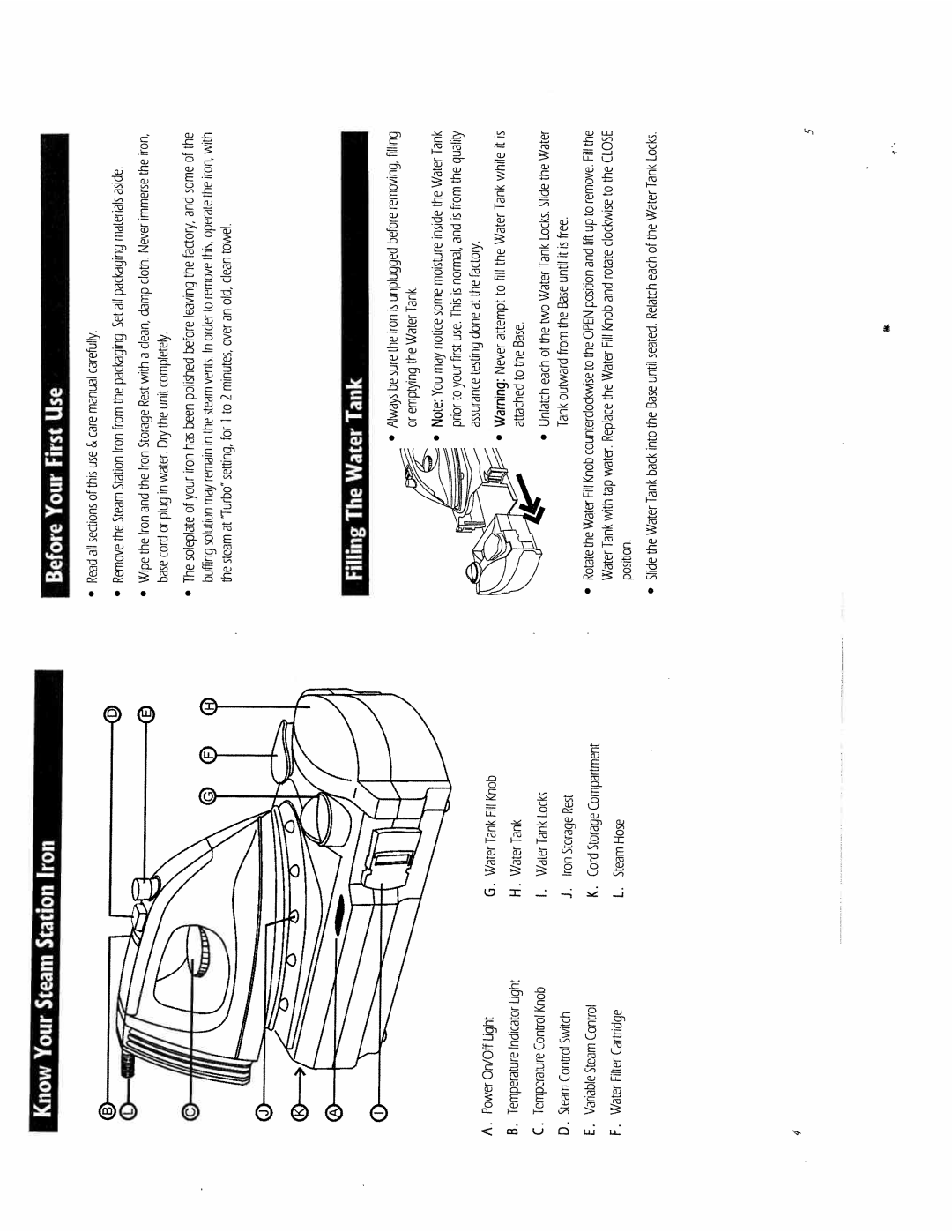 White SI-85 Filling The Water Tank, Read all sections of this use & care manual carefully, Power On/Off Light 