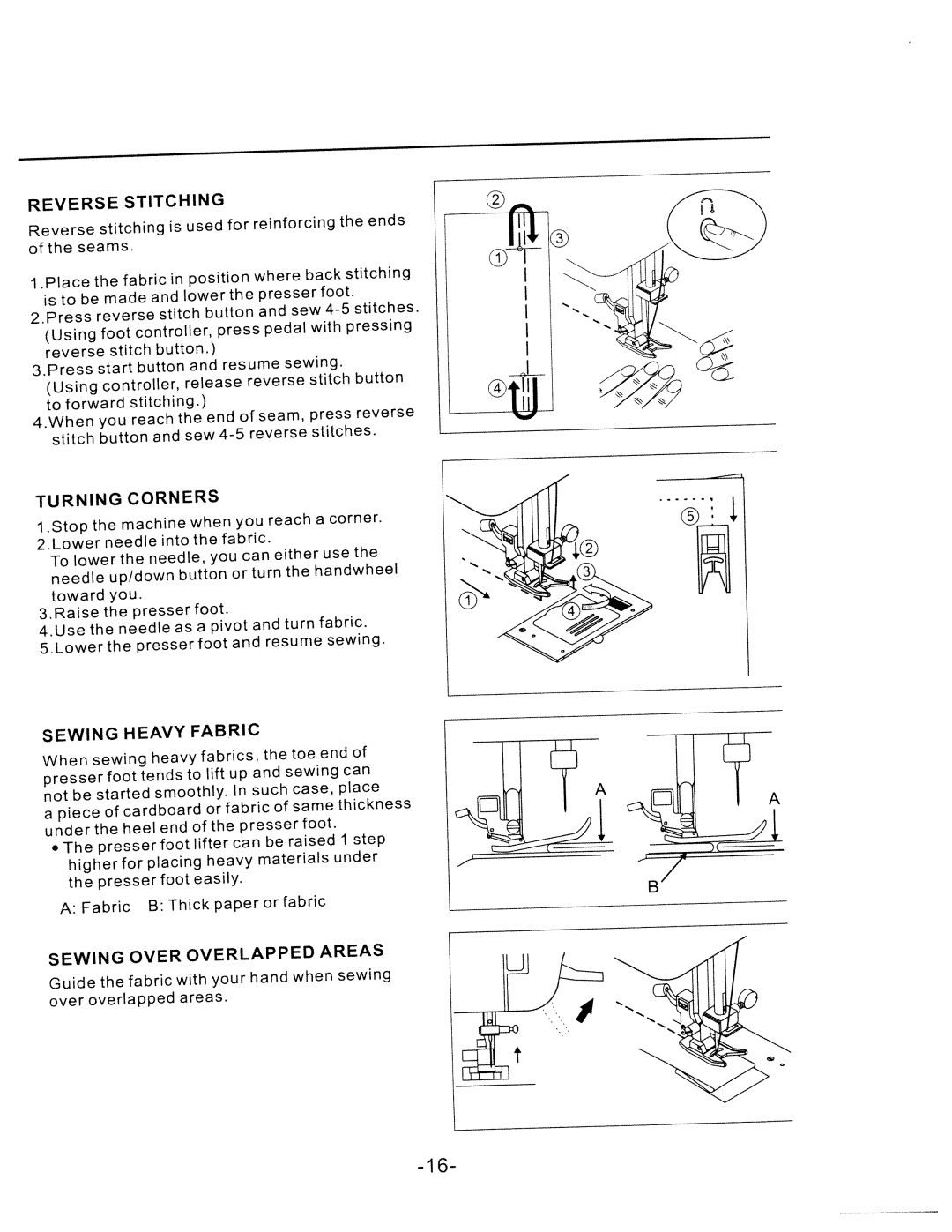 White W1750C manual Press pedal with, Release, Presser foot easily, Areas 