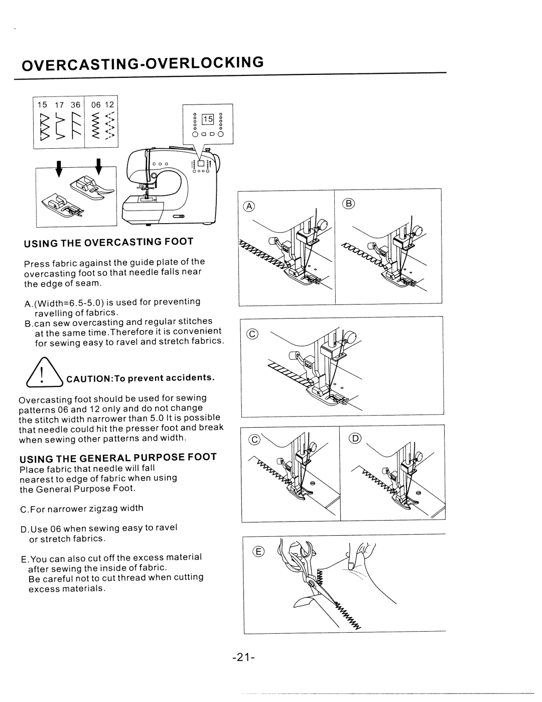 White W1750C manual Overcasting-Overlocking 