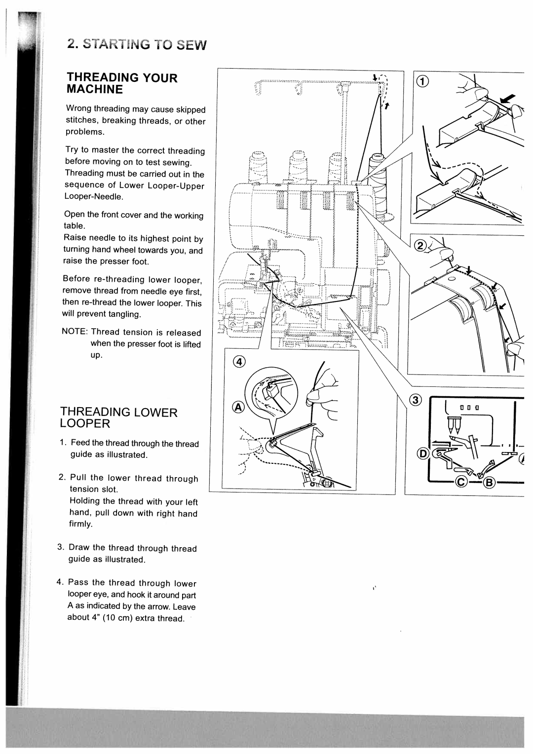 White W2500 manual Looper, Threading Your, Machine, Threading Lower 