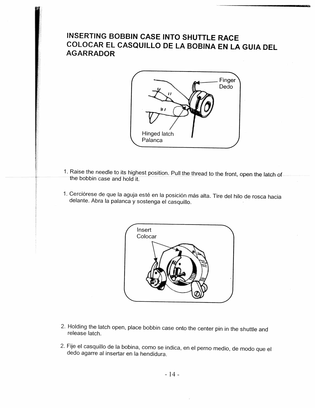 White W480 manual Inserting Bobbin Case Colocar EL Casquillo Agarrador, Guia DEL, Esté en 