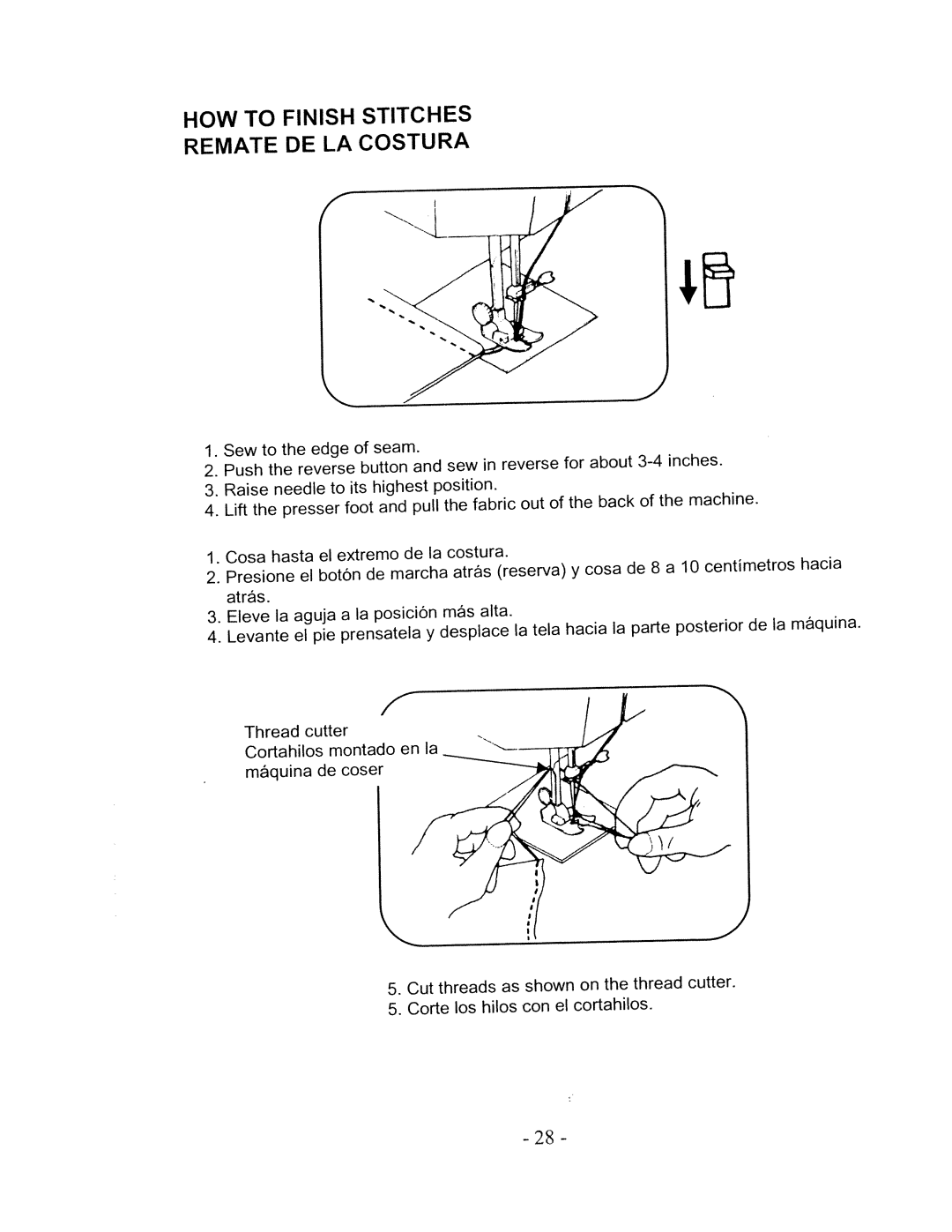 White W480 manual Stitches, HOW to Remate Finish, De La 