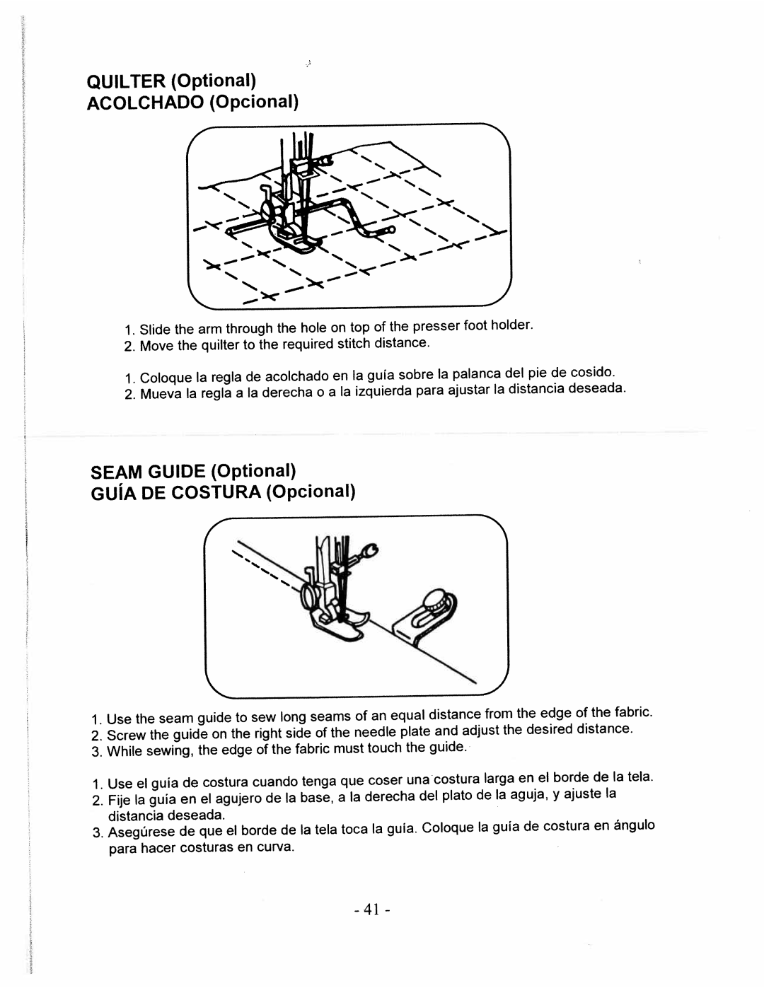White W480 manual Quilter, Acolchado, Guide, Seam, Guia 