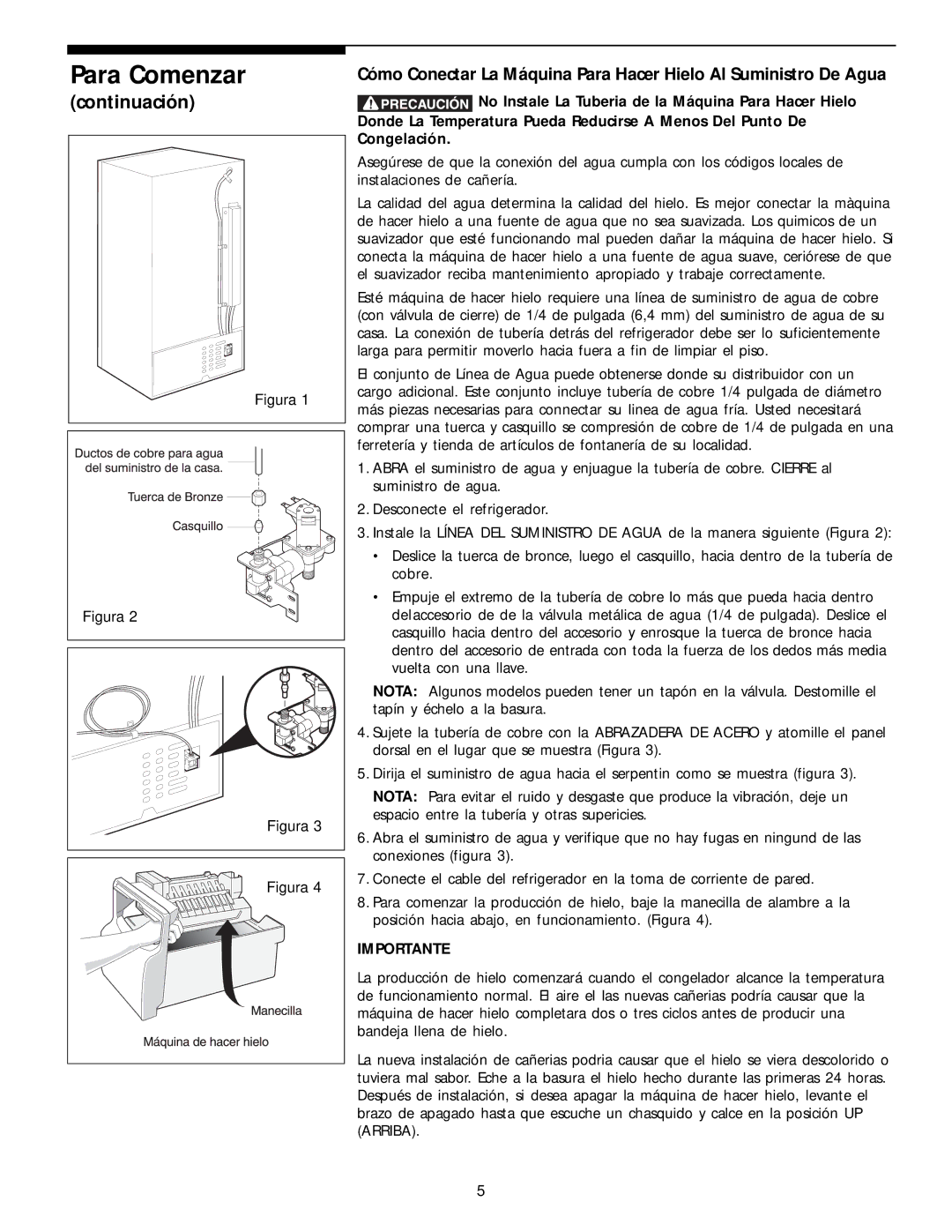 White-Westinghouse 218954301 manual Continuación, Importante 